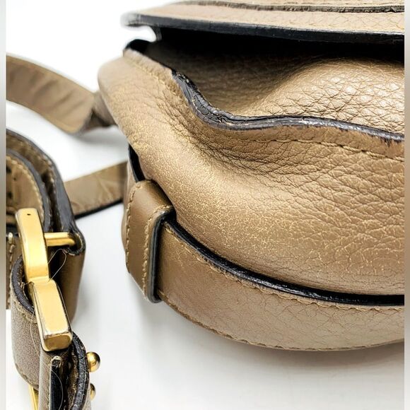 Auth Chloe Marcie Medium Tan Leather Crossbody Saddle Bag Good Preloved Bag - Picture 2 of 15